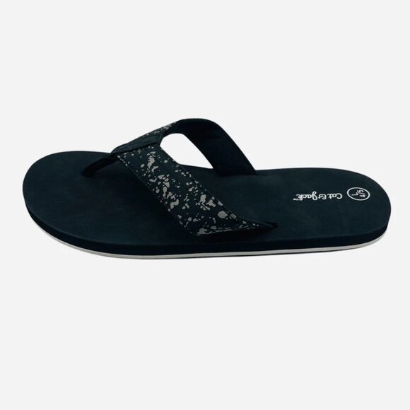 Unisex Cat & Jack Flip Flop Sandals Black Stripe Thong Open D Toe Size L 4/5 - Picture 2 of 5